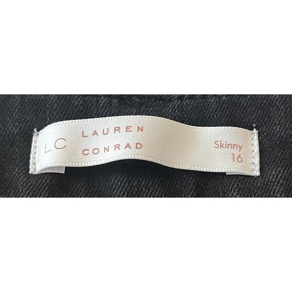 LAUREN CONRAD HI-RISE STRAIGHT LEG JEANS, WOMEN, 16 SKINNY-BLACK, 4 FRONT BUTTON - Picture 10 of 12